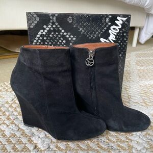 Sam Edelman black suede wedge booties